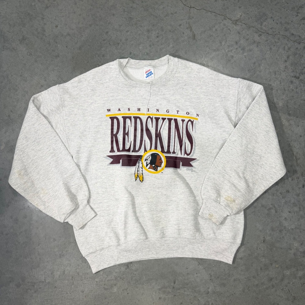 Vintage Jerzees Washington Redskins Sweatshirt L Grey NFL Made in USA 90s